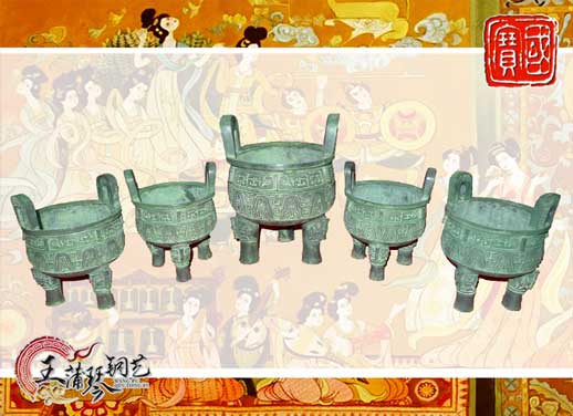 銅鼎，銅五鼎，中國鼎，佛像用鼎